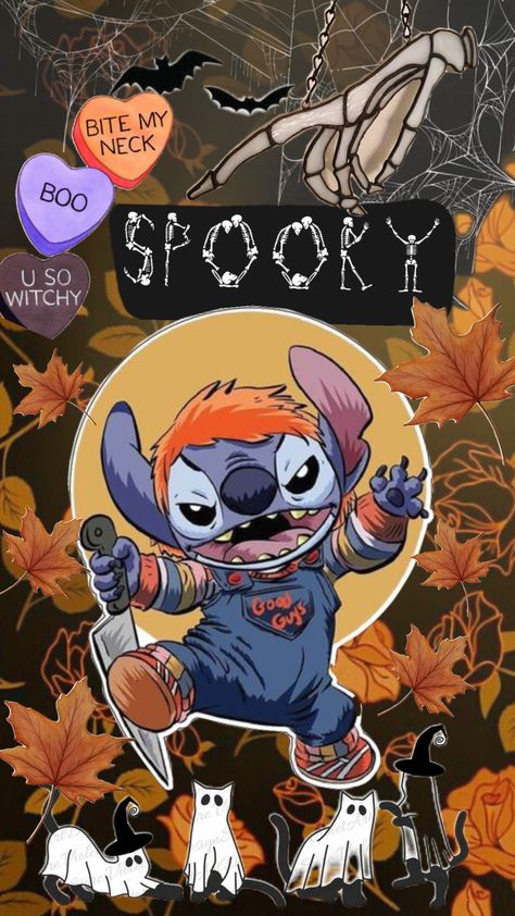 #Halloween wallpaper Lilo And Stitch Fall Wallpaper, Stitch Fall Wallpaper Iphone, Halloween Stitch Disney Wallpaper, Halloween Wallpaper Aesthetic Collage, Iphone Lockscreen Collage, Halloween Wallpaper Cute Pumpkin, Cartoons Wallpaper Aesthetic, Stitch Wallpaper Halloween, Fall Stitch Wallpaper