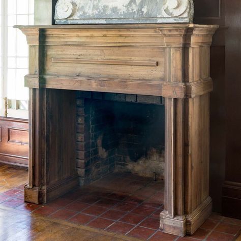 Reclaimed Fireplace Mantel, Reclaimed Wood Fireplace, Wood Mantle Fireplace, Painted Fox Home, Wood Fireplace Mantel, Old Fireplace, Farmhouse Fireplace, Wood Mantels, Heritage House