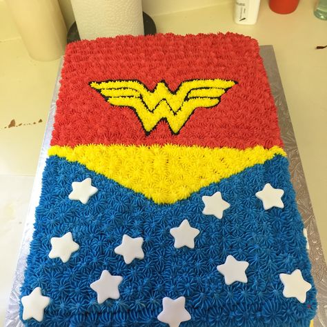 Wonder Woman Cake - a few collaborative ideas. Did not take as long as I thought. Wonder Woman Cake, Wonder Woman Birthday Party, Women Party Ideas, Superman Party, Wonder Woman Party, Wonder Woman Birthday, Superhero Cake, Woman Birthday Party, Superhero Birthday Party