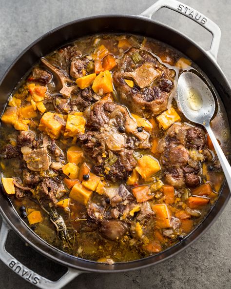 Spicy Oxtail Stew with Sweet Potato - Whole30, Paleo | Primal Gourmet Primal Gourmet, Oxtail Stew, Lunch Planning, Weekend Lunch, Oxtail Recipes, Paleo Baking, Stewed Potatoes, Beef Soup, Jamaican Recipes