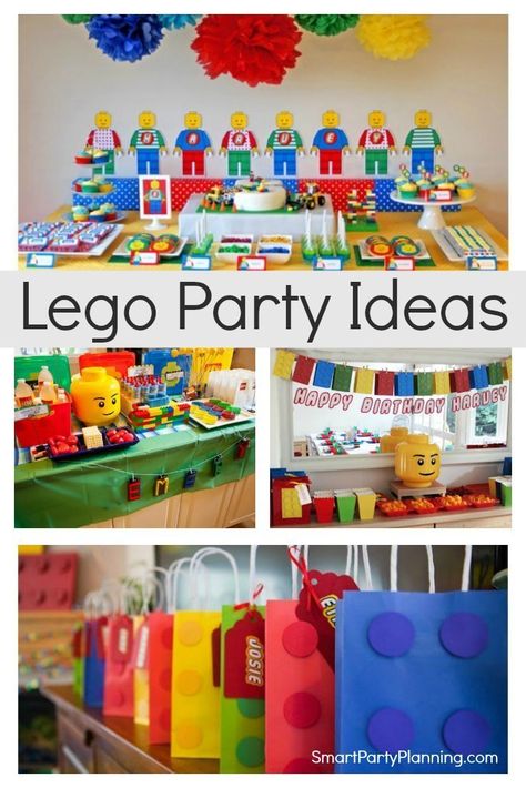 Awesome selection of Lego birthday party ideas that are fun, bright and full of excitement. These parties will provide you with plenty of inspiration for food, decorations and favors that the kids will love. This is a party theme that is great for girls and boys of all ages. Building Block Birthday Party, 7th Birthday Party For Boys, Lego Party Ideas, Lego Birthday Party Ideas, Lego Party Decorations, Block Birthday Party, Lego Themed Party, Lego Decorations, 7th Birthday Party Ideas