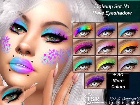 Rave Eyeshadow, Bright Gradient, Sims 4 Cc Makeup, Sims Wallpaper, Rave Makeup, Wallpaper Images, Bright Colored, Star Tattoos, Electronic Art