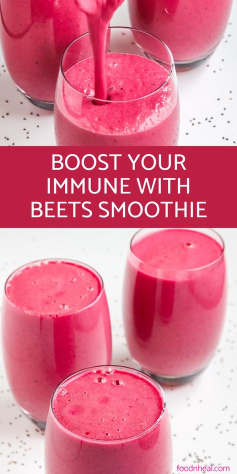 Boost your immune system to calm inflammation and to your body antioxidants for the day with this beets smoothie. It's loaded with high fiber, vitamins and minerals #smoothie #beets #veganrecipes #healthyrecipes #smoothierecipes Beets Recipe Smoothie, Beet Ginger Smoothie, Beet And Carrot Smoothie, Beet Powder Smoothie Recipes, Beets Smoothie, Smoothie With Water, Beet Protein Smoothie, Clean Juice, Health Shots