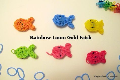 Picture of Rainbow Loom Goldfish Charm Loom Band Charms, Rainbow Loom Animals, Loom Animals, Crazy Loom, Loom Bands Tutorial, Loom Band Patterns, Fun Loom, Loom Love, Rainbow Loom Tutorials