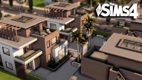 Modern Bungalow Neighborhood | Patreon Sims 4 Neighborhood Ideas, Sims 4 For Rent Apartments, Sims For Rent, Sims 4 For Rent Builds, Sims 4 For Rent, Sims Neighborhood, Sims 4 Neighborhood, Sims 4 Oasis Springs, Brutalist House