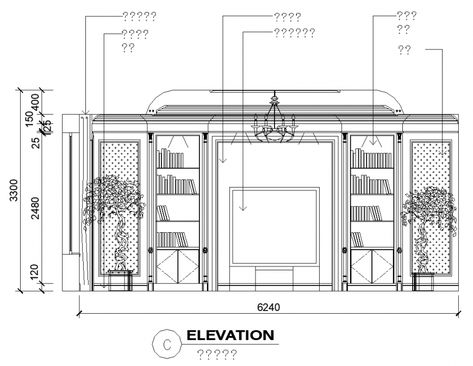 Living room and bookcase cad elevation Layout file - Cadbull Room Elevation, Interior Elevation, Living Room Elevation, Living Room Plan, Elevation Drawing, Autocad Drawing, Room Planning, Cad Drawing, Furniture Details