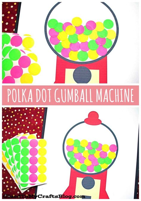 #gluedtomycrafts Paper Polka Dot Gumball Machine – Kid Craft - Easy Kid Crafts, Valentine’s Day Crafts Gumball Machine Craft, Learning Games For Toddlers, Storytime Crafts, Dots Game, Valentine's Day Crafts For Kids, Preschool Valentines, Valentine's Day Printables, School Activity, Kid Craft