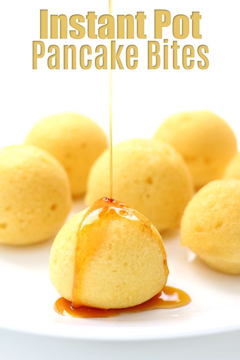 Instant Pot Pancake Bites--bite-size, spherical pancakes that are perfectly poppable and taste great with maple syrup drizzled over the top. #instantpot Instant Pot Pancake Bites, Mold Recipes, Crockpot Express, Instapot Meals, Ip Recipes, Pancake Bites, Slow Cooker Breakfast, Gf Baking, Mood Food