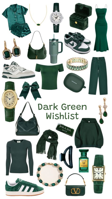 #green #emerald #wishlist #shoes #clothes #hair #bags #accessories #inspo #ideas Emerald Green Outfit Ideas Casual, Green Clothes Combination, St Patricks Day Outfits For Bar, Dark Green Clothes Aesthetic, Chromakopia Outfit, Dark Green Outfit Aesthetic, Dark Green Outfit Ideas, Sage Green Outfits, Green Wishlist