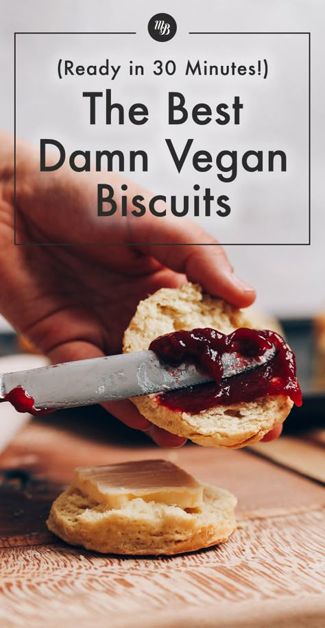 FLUFFY, buttery, & SO easy! #minimalistbaker #vegan #biscuits Bake Breakfast, Vegan Biscuits, Minimalist Baker, Vegan Bread, Vegan Treats, Family Food, Vegan Foods, Biscuit Recipe, Vegan Meals