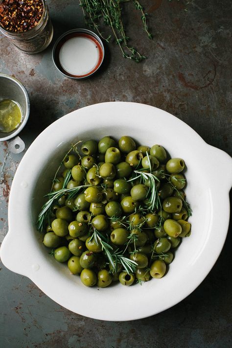 Recipe | Herb-Roasted Castelvetrano Olives - A Daily Something Olives Aesthetic, Fig Aesthetic, Olive Aesthetic, Black Olives Recipes, Olive Platter, Italian Pantry, Capsule Kitchen, Castelvetrano Olives, Yoga Event