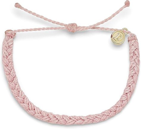 Pura Vida Braided Bracelet - 100% Waterproof, Adjustable Band - Brand Charm - Various Colors Baby Pink Colour, Morse Code Bracelet, Sugar Body, Pink Solid, Braided Bracelet, Copper Chain, Sell On Amazon, Braided Bracelets, Baby Pink