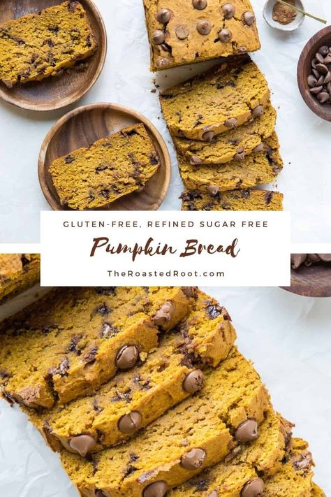 Paleo Pumpkin Recipes, Paleo Pumpkin Bread, Healthy Pumpkin Bread, Gluten Free Pumpkin Bread, Chocolate Chip Bread, Pumpkin Chocolate Chip Bread, Dairy Free Chocolate Chips, Gluten Free Chocolate Chip, Paleo Pumpkin