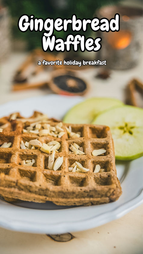 A stack of golden-brown easy gingerbread waffles topped with whipped cream and festive sprinkles, served on a holiday-themed plate. This delightful breakfast showcases a flavorful waffle recipe, making it a perfect choice for Christmas morning and holiday celebrations. Flavored Waffle Recipe, Sweet Waffle Recipe, Festive Breakfast, Gingerbread Waffles, Waffle Recipe Healthy, Easy Gingerbread, Healthy Waffles, Nutrient Packed Smoothies, Clean Eating Lunch