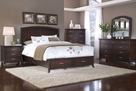 Framed Headboard, Cherry Bed, Dark Wood Bedroom Furniture, Cherry Bedroom Furniture, Cherry Bedroom, Gray Painted Furniture, Dark Wood Bedroom, Dark Wood Bed, Dark Brown Furniture