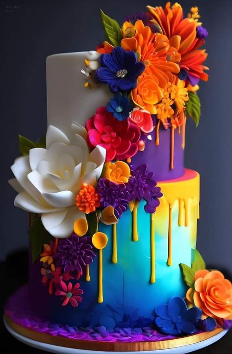 Teal Wedding Cake, Spectacular Cakes, Cake Magic, Mexican Wedding Cake, Birthday Cake Decorating Ideas, Fantasy Cake, Cake Decorating For Beginners, Elegant Birthday Cakes, Cupcake Cake Designs