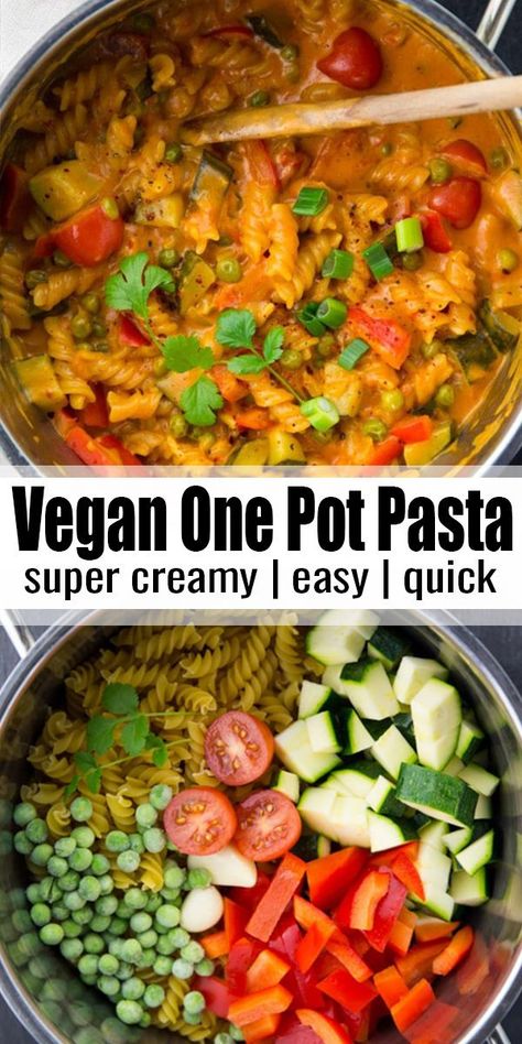 Pasta Vegetariana, Vegan Pasta Recipes, One Pot Pasta, Vegan Pasta, Vegan Dinner, Vegan Dinner Recipes, Cooking Dinner, Vegan Dinners, Weeknight Dinner