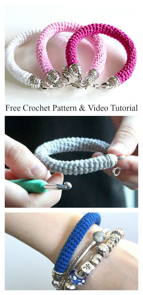 Tube Bracelet Free Crochet Pattern and Video Tutorial #freecrochetpatterns #bracelet Pompon Tulle, Crochet Bracelet Tutorial, Crochet Tube, Crochet Bracelet Pattern, Bracelet Crochet, Tube Bracelet, Crochet Bracelet, Crochet Diy, Crochet Lovers