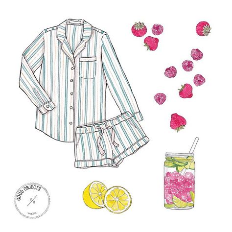 Little bedtime snap from @goodobjects 🍓 #ourstripe #summer Good Objects, Desmond Dempsey, Objects Illustration, Lingerie Illustration, Shorts Drawing, Object Drawing, Baby Drawing, Bachelorette Trip, Watercolor Sketchbook