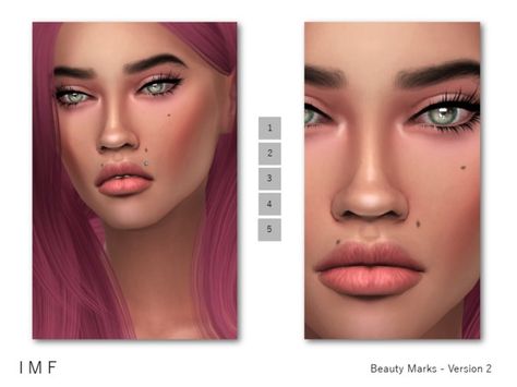 IzzieMcFire's IMF Beauty Marks - Version 2 F/M Face Beauty Marks, Sims 4 Cc Beauty Marks, Sims 4 Cc Face, Sims 4 Stories, Female Hairstyles, Alpha Cc, The Sims 4 Skin, Beauty Marks, Makeup Cc