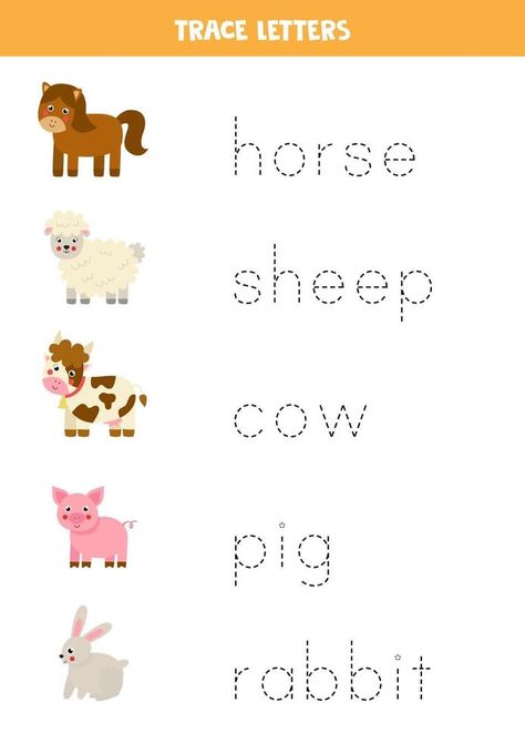 Handwriting Practice Preschool, Cartoon Farm Animals, Ivan Cruz, Animal Writing, Farm Animals Preschool, Farm Animals Activities, Cute Farm Animals, Preschool Activities Printable, French Teaching Resources