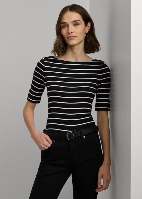 Lauren Ralph Lauren | Striped Polo Black and White Boatneck Top | Autumn • Winter Fashion Sweatpants And Sweater, Timeless Wardrobe Staples, Chino Jeans, Clothes Collection, Vest Dress, Boat Neck, Lauren Ralph Lauren, Autumn Winter Fashion, Navy And White