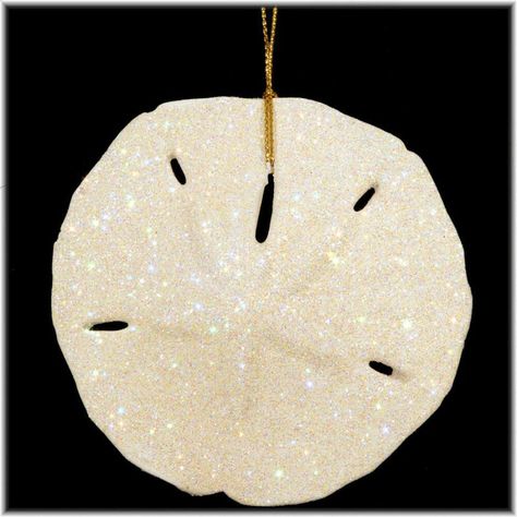 Relive memories of tropical breezes and warm seas with this nautical novelty! Our sand dollar ornament is the color of a white sandy beach with sparkling accents of iridescent glitter. This glistening Sandollar Crafts, Legend Of The Sand Dollar, Christmas Shells, Sand Dollar Craft, Shells Crafts, Christmas Science Experiments, Beachy Crafts, Dollar Art, Sand Dollar Art