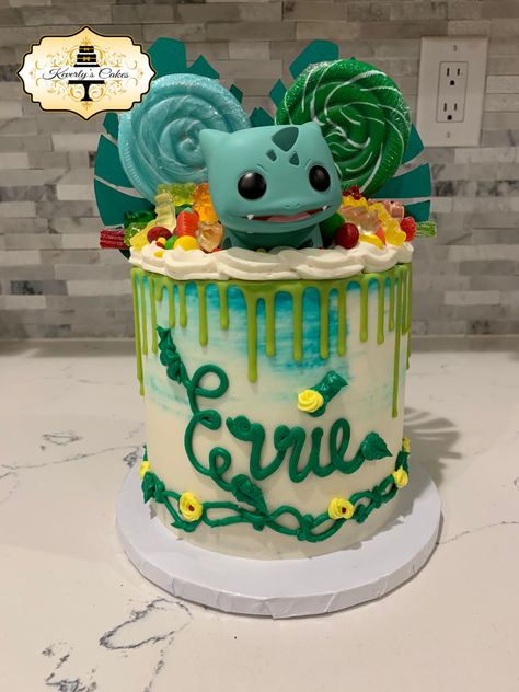 Pokemon Cake Bulbasaur, Bulbasaur Birthday Cake, Pokemon Cakes Ideas, Snorlax Cake, Bulbasaur Cake, Pokemon Torte, Pikachu Party, Pokémon Cake, Science Cake