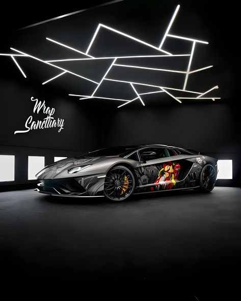 Car Wrap Shop Interior Design, Detailing Studio Design, Futuristic Garage, Car Detailing Studio, Luxury Car Showroom, Car Detail Shop, Lamborghini Aventador Sv Roadster, Car Showroom Interior, Cars Showroom