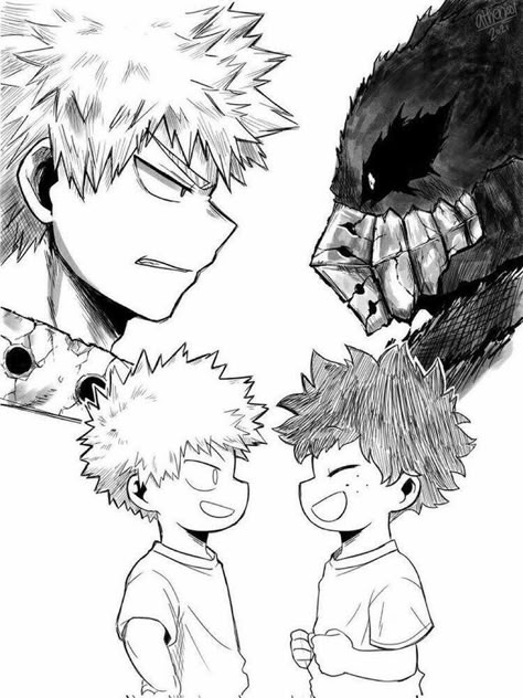 Deku And Kacchan Drawing, My Hero Academia Sketches, Deku Drawing, Deku X Kacchan, Black And White Comics, Otaku Funny, Animation Art Sketches, Spiderman Pictures, My Hero Academia Memes