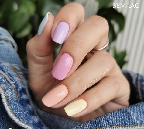 Neon Pastel Nails, Gel Nail Colours, Nail Shades, Simple Gel Nails, Nail Colours, Gel Nail Colors, Cute Gel Nails, Shimmer And Shine, Easter Nails