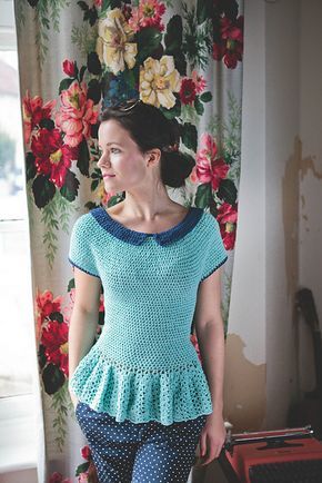 Ravelry: Lace Peplum Top pattern by Simone Francis Knit Peplum Top Pattern, Inside Crochet Magazine, Peplum Top Pattern, Peplum Pattern, Crochet Peplum, Lace Peplum Top, Crochet Tops Free Patterns, Crochet Goodies, Crochet Magazine