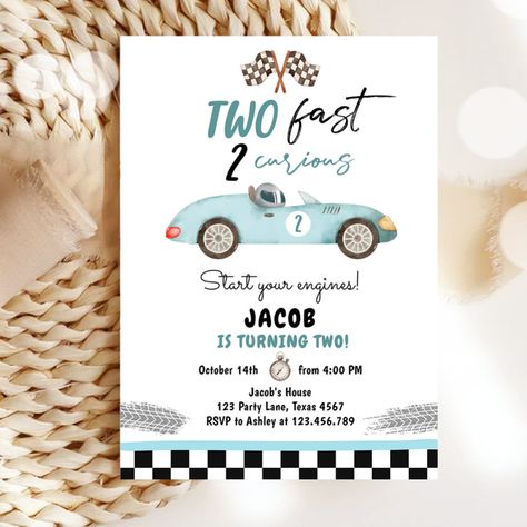 Two Fast Invitation, Two Fast 2 Curious, Two Fast Two Curious, Fun Invitation, Cars Invitation, Car Birthday Party, Red Race, Race Car Birthday Party, Car Theme