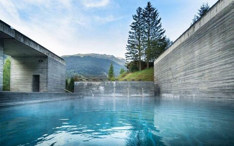 The Best Contemporary Spa Resorts in Switzerland Therme Vals, Thermal Baths, Thermal Pool, Peter Zumthor, Thermal Spa, Roman Baths, Thermal Bath, Thermal Spring, Hot Tub Outdoor