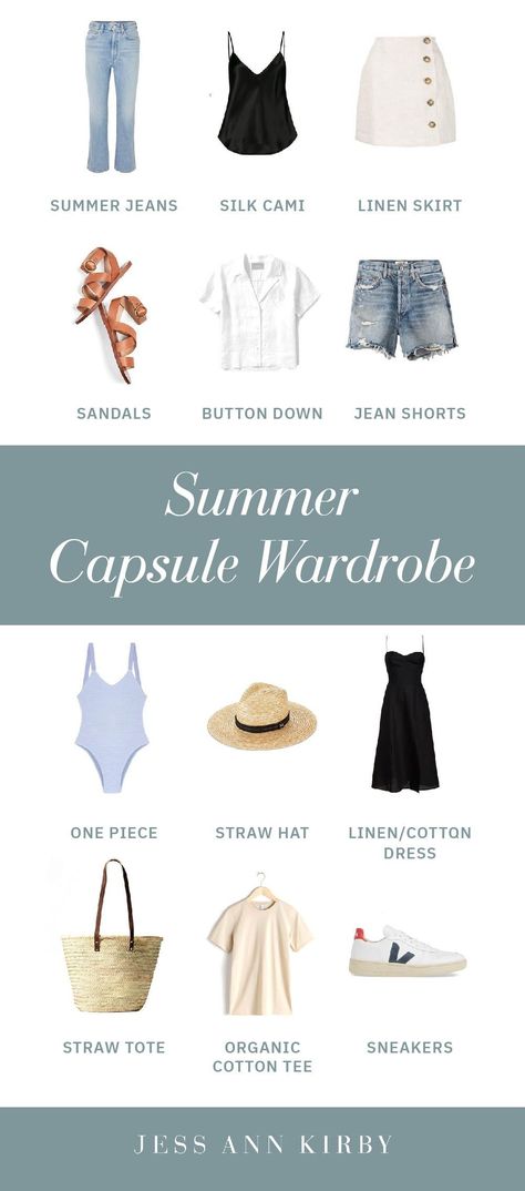 The summer capsule wardrobe is here and I’m pretty pumped because that can only mean one thing, summer is coming! There have been two days of sun (that’s a lot at this point given how much rain we’ve had) and everyone and everything is buzzing with excitement.When I started creating this capsule I wanted to focus on a few things: wearability, sustainability, quality and price point. My goal was to pull together pieces that can be worn together multiple ways and for a variety of occasions. Sun Holiday Capsule Wardrobe, Spanish Capsule Wardrobe, Bali Wardrobe, Beth Djalali, Realistic Fashion, Chic Capsule Wardrobe, Holiday Capsule Wardrobe, Maldives Vacation, Ultimate Capsule Wardrobe