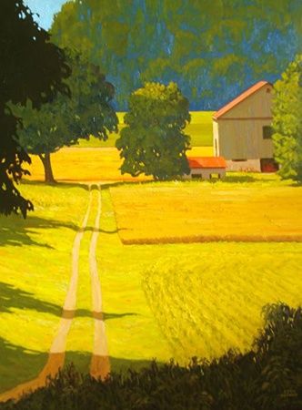 Adam Noonan A Barn, Plein Air, Painter, Oil Painting, Trees, Road, Color