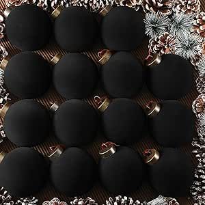 Liliful 15 Pcs Velvet Christmas Balls Bulk Flocked Christmas Tree Ball Ornaments Plastic Balls Xmas Decorative Hanging Ornaments Christmas Tree Decoration (Black,3.15 Inch) Black Velvet Christmas Ornaments, Black Velvet Christmas Tree, Flocked Christmas Tree, Ornaments Christmas Tree, Velvet Christmas, Flocked Christmas Trees, Ornaments Christmas, Christmas Tree Decoration, Ball Ornaments