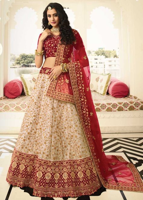 Pakistani Bridal Red, Bridal Red Lehenga, Velvet Choli, Red Lehenga Choli, Off White Designer, Pakistani Bridal Dress, Designer Bridal Lehenga Choli, Red Bridal Dress, Simple Lehenga