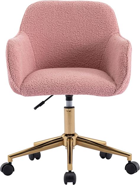 Light Pink Desk Chair, Pink Desk Chair With Wheels, Kid Desk Chair, Study Makeup, Girls Desk Chair, Gold Desk Chair, Rose Gold Chair, Pink Desk Chair, Comfy Office Chair