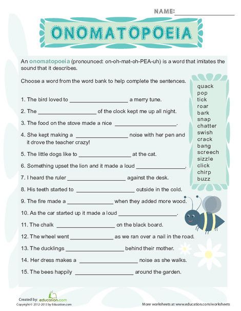 Fifth Grade Reading & Writing Worksheets: What is Onomatopoeia? Onomatopoeia Worksheets, Onomatopoeia Activities, Language Techniques, Figurative Language Worksheet, Teaching Figurative Language, Figures Of Speech, High School Language Arts, Teaching Poetry, Collective Nouns