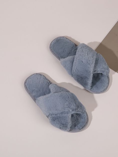 Cheap Cute Blue Slippers, Cute Blue Cheap Slippers, Blue Fluffy Slippers, Comfortable Fluffy Slip-on Slippers, Faux Fur Decor, Yellow Slippers, Blue Non-slip Fun Slippers, Blue Slippers, Cotton House