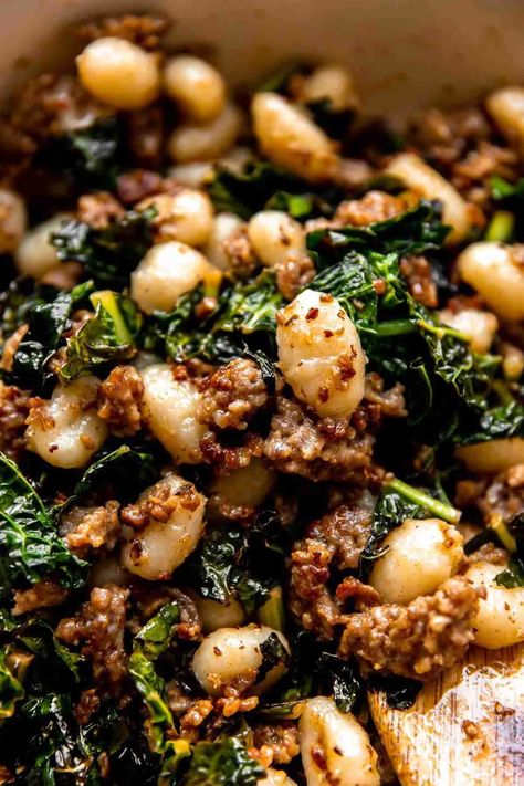 Hot Italian Sausage Recipes, Kale Gnocchi, Sausage And Kale, Sausage Recipes For Dinner, Sausage Kale, Sweet Potato Gnocchi, Italian Sausage Recipes, Sausage Dishes, Mild Italian Sausage