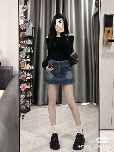 Simple Style Outfits, Hip Skirt, Everyday Fashion Outfits, Miniskirt Outfits, Causual Outfits, Ulzzang Fashion, Skirt Women, Denim Short, Wearing Clothes