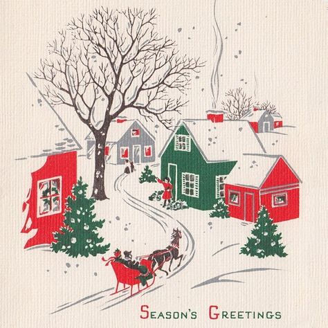 248 Likes, 3 Comments - @greetingcardlady on Instagram: “#vintagegreetingcards #vintageephemera #ephemera #greetingcards #illustration #greetings #snow…” Ice Skating Pond, People Ice Skating, Christmas Bg, Timeless Christmas, Vintage Holiday Cards, Christmas Illustrations, Vintage Christmas Card, Christmas Card Inspiration, Merry Christmas Vintage