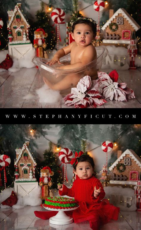 Christmas Smash Cake 1st Birthdays, Fun Christmas Cake, Christmas Cake Smash, Cake Smash Girl, Valentine Mini Session, Baby Christmas Photos, Smash Cake Girl, 1st Birthday Photoshoot, Smash Cake Boy