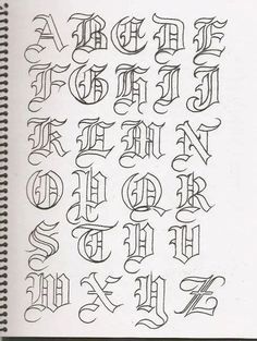 Alphabet Handlettering, Old English Alphabet, Alphabet Graffiti, Tattoo Lettering Alphabet, Alfabet Font, Tattoo Fonts Alphabet, Graffiti Art Letters, Lettering Styles Alphabet, Tattoo Lettering Design