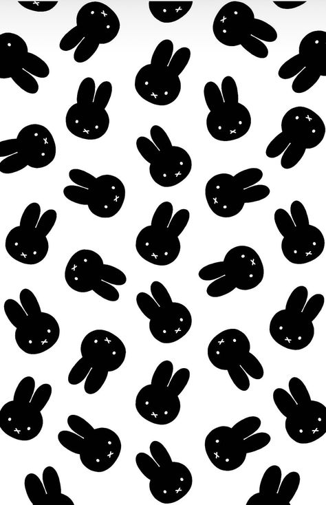 Black Miffy Wallpaper, Miffy Black And White Wallpaper, Miffy Collage Wallpaper, Miffy Black And White, Miffy Background, Miffy Wallpaper, Pink Floral Wallpaper, Cute Wallpapers For Ipad, Bow Wallpaper