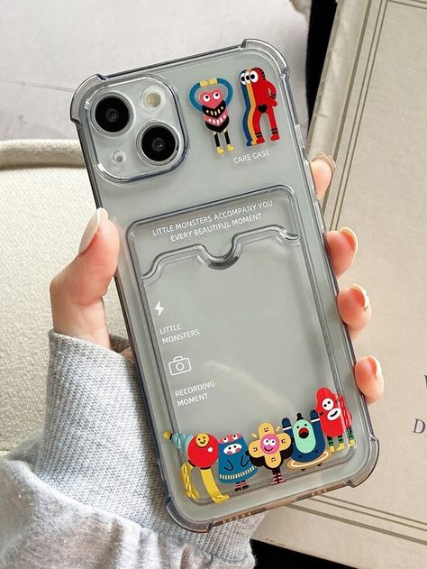 Free Returns ✓ Free Shipping On Orders $49+ ✓. Cartoon Monster Card Slot Phone Case- Phone Cases at SHEIN. Plus Size Vintage Fashion, Card Slot Phone Case, Disposable Mascara Wands, Stylish Iphone Cases, Monster Cards, Cartoon Monsters, Pretty Phone Cases, Apple Phone Case, Stylish Phone Case