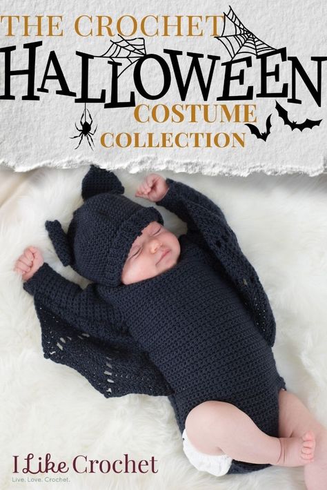 Frightfully Adorable Baby Bat Set - I Like Crochet Crochet Dress Tutorials, Bat Onesie, Hat Crochet Tutorial, Crochet Baby Halloween, Witch Hat Crochet, Crochet Onesie, Crochet Halloween Patterns Free, Vintage Crochet Dress, Crochet Halloween Costume