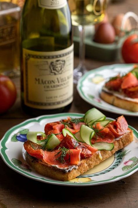 This Smoked Salmon Tartine with Roasted Tomatoes is going to be your new go to lunch. It’s so easy to make, and it PACKED with flavor your taste buds are going to be partying! What is a Tartine? Simple! A tartine is just a slice of bread or toast that has a sweet or savory … Smoked Salmon Tartine with Roasted Tomatoes Read More » Salmon Tartine, Maple Candy, Mini Cucumbers, Open Faced Sandwich, Thank Me Later, Vegetable Peeler, Roma Tomatoes, Fresh Dill, Slice Of Bread